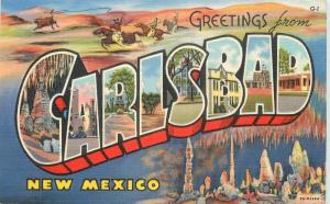 Carlsbad New Mexico 1940s Large Letters Multi View Postcard linen Teich 11725
