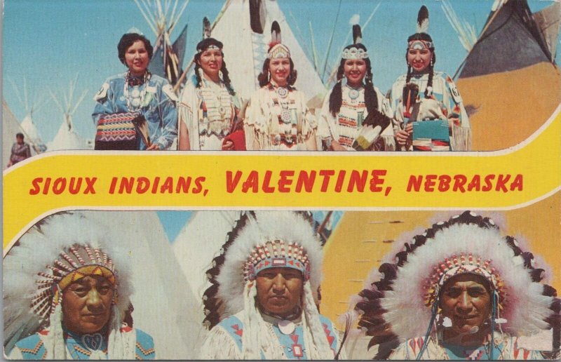 Postcard Native Americans Sioux Valentine Nebraska NE