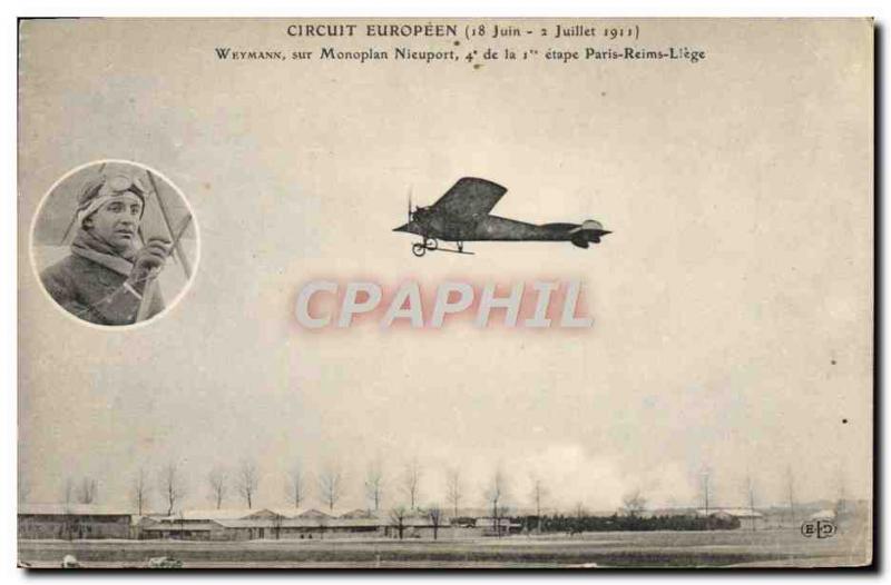 Old Postcard Jet Aviation Circuit Europeen Weymann on monoplane Nieuport Step...