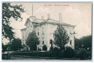 c1910 View of City Hall Windsor Ontario Canada Antique Unposted Postcard