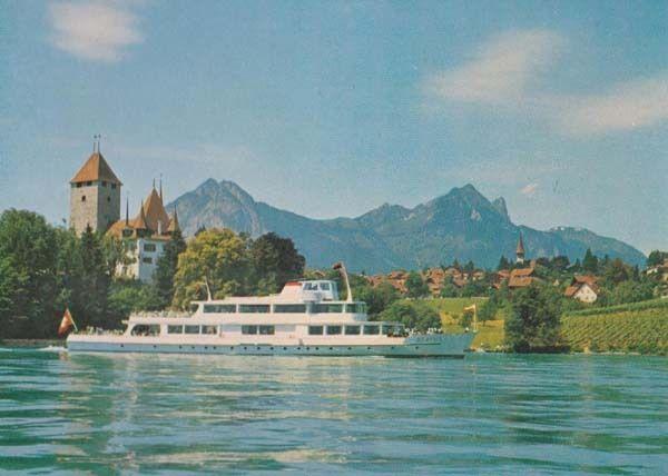 Bern Lotschberg Simpion Simplon Bahn Swiss Sweden Ship Postcard