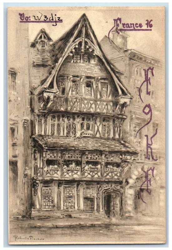 1966 View of The Crown Restaurant Rouen France Posted Vintage Postcard