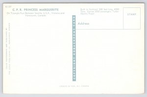 Transportation~CPR Princess Marguerite On Triangle Run~Vintage Postcard