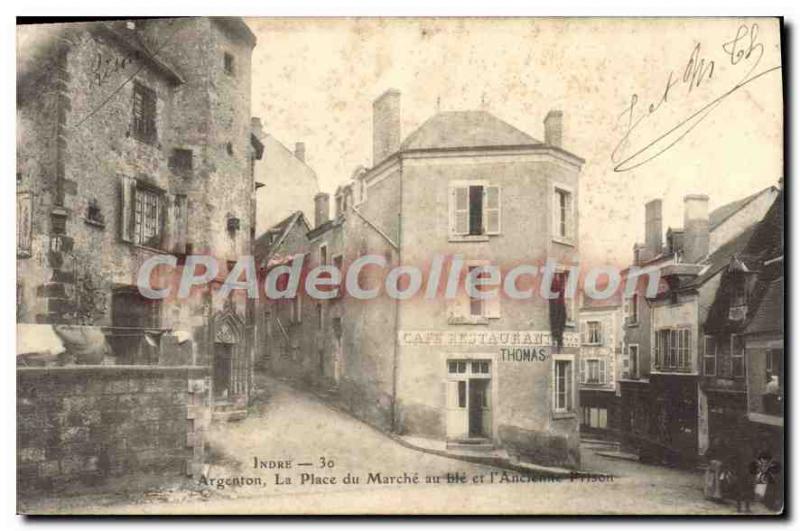 Old Postcard Argenton La Place Du March In Bl And I'Ancienne Prison