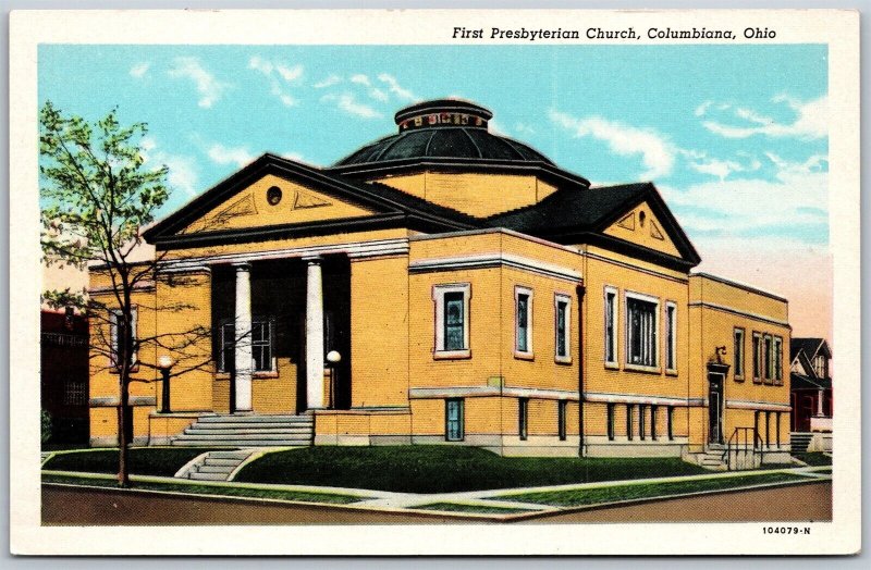 Vtg Columbiana Ohio OH First Presbyterian Church 1920s View Old WB Card Postcard