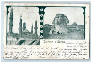 1902 Multiview Souvenir De Egypte Cairo Egypt Posted Foreign Antique Postcard