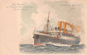 MOLTKE SHIP HAMBURG AMERICA LINE GERMANY POSTCARD (c. 1900)
