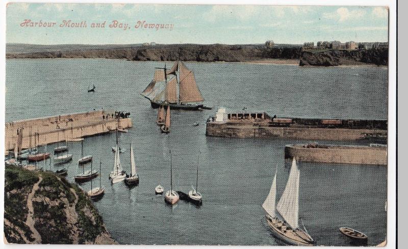 Cornwall; Harbour Mouth & Bay, Newquay PPC By Valentines, c 1910's 