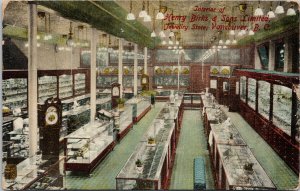 Vancouver BC Henry Birks & Sons Jewelry Store Interior Postcard H19 *as is