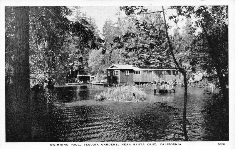 SANTA CRUZ, CA  California SEQUOIA GARDENS Pool & Dance Hall TWO B&W Postcards