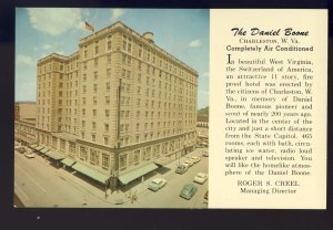 Charleston, West Virginia/WV Postcard, The Daniel Boone Hotel, Old Cars