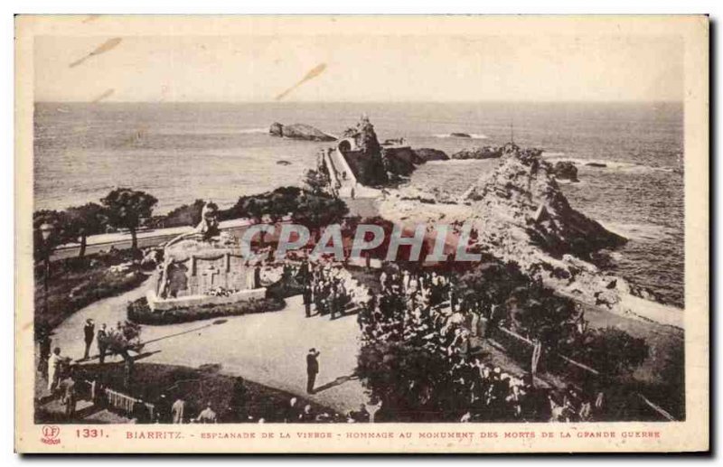 Old Postcard Biarritz Esplanade Of The Virgin tribute to the monument of the ...