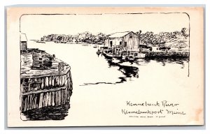 Boats on Kennebunk River Sketch Kennebunkport Maine ME UNP DB Postcard S14