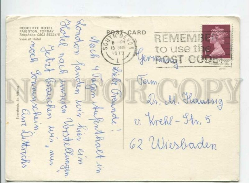 441184 Great Britain 1979 Turbay Paignton Redcliffe Hotel Germany advertising