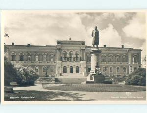 old rppc STATUE AT THE UNIVERSITY Uppsala - Upsala Sweden HM1987