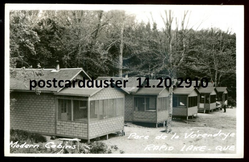 h1308 - RAPID LAKE Quebec 1950s Parc de la Verendrye. Real Photo Postcard