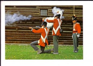 Soldiers,Firing Riffles, Log Building, Old Fort York, Toronto, Ontario