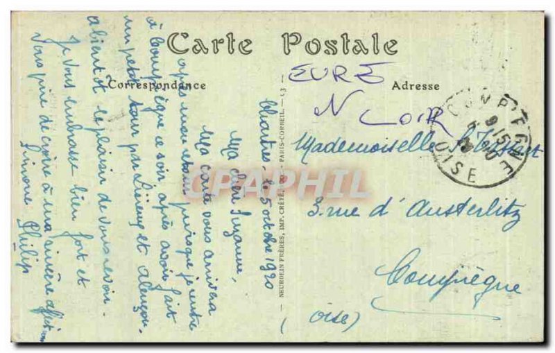 Old Postcard Chartres Cathedrale Virgin Pillar