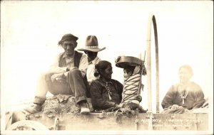 Native American Indian Family in Wagon FRASHERS c1930s Real Photo Postcard
