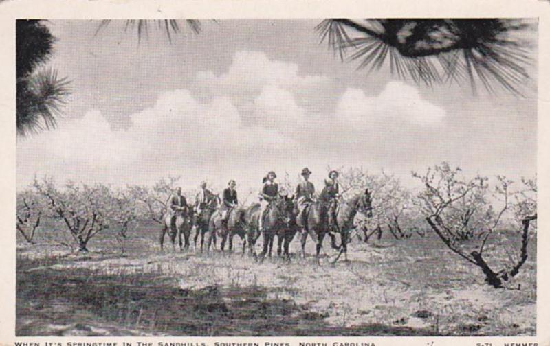 North Carolina Southern Pines Horseback Riders In Springtime In The Sandhills...