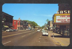 GOSHEN INDIANA DOWNTOWN STREET SCENE 1950's CARS VINTAGE POSTCARD