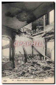 Old Postcard Champagne Revolution April 12, 1911 Ay House Fires offices Ayala...