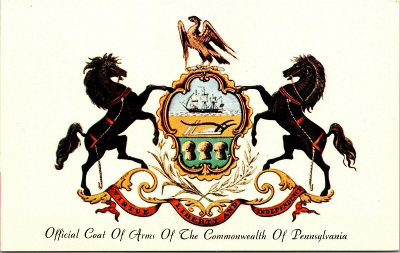 Vtg Official Coat of Arms of the Commonwealth of Pennsylvania PA Postcard