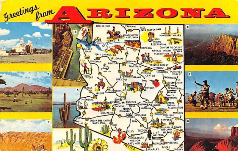 Arizona USA Greetings From Postal Used Unknown 