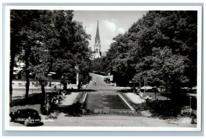 Skara Sweden RPPC Photo Postcard Järnvägsparken Road Park View c1940's