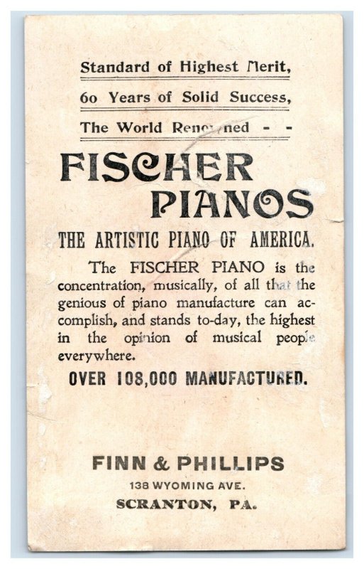 1880s-90s Fischer Pianos Finn & Phillips Adorable Girl Sack Flowers Lot Of 2 &W