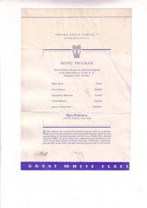 United Fruit Company Steamship, 1934, Music Program, Davis Orchestras