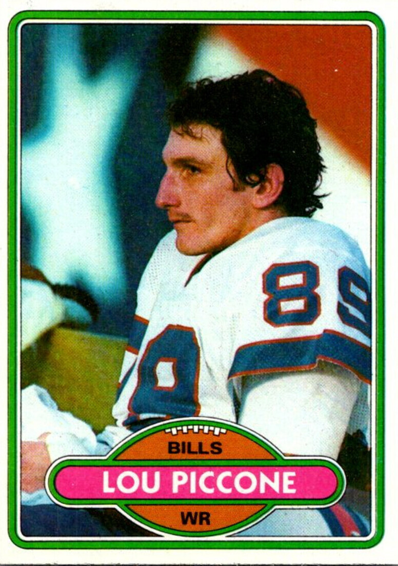 1980 Topps Football Card Lou Piccone WR Buffalo Bills sun0331