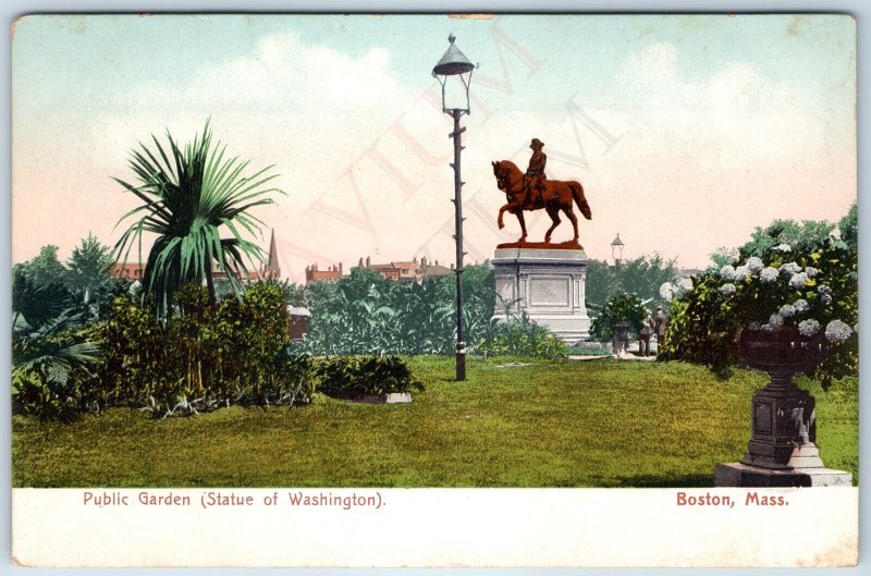 c1900s UDB Boston, Mass. George Washington Equestrian Statue Public Dresden A205