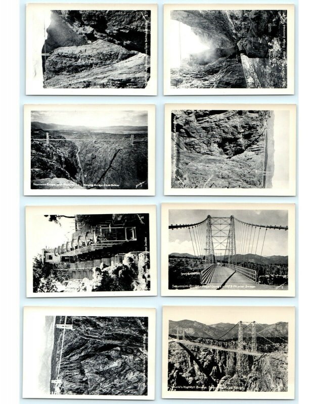 c1940s Royal Gorge, CO x8 Real Photos Pack Souvenir Highest Bridge Vtg Lot A20