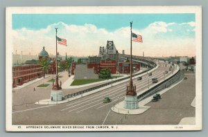 CAMDEN NJ DELAWARE RIVER BRIDGE ANTIQUE POSTCARD