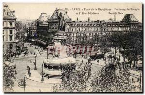 Paris Old Postcard Square Republiquet Faubourg du Temple