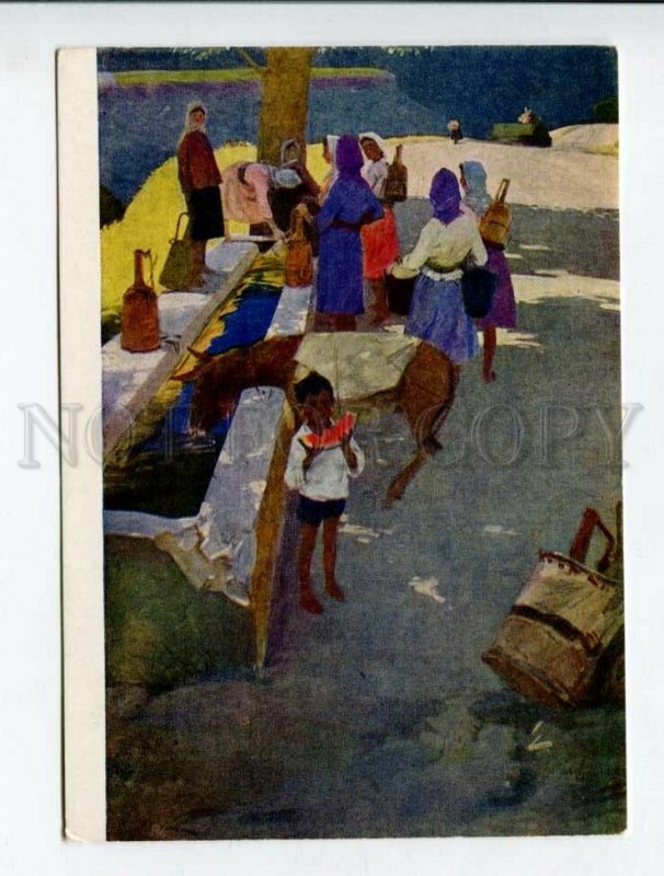 429890 ARMENIA Types Donkey by AGASYAN watermelon 1962 year russian postcard