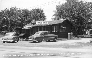 Postcard RPPC Wisconsin Lake Delton Timme's Ranch Highway 12 1950s 23-5237