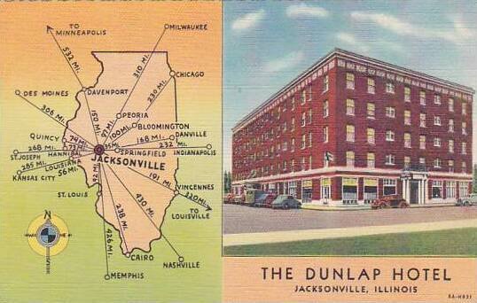 Illinois Jacksonville The Dunlap Hotel 1956