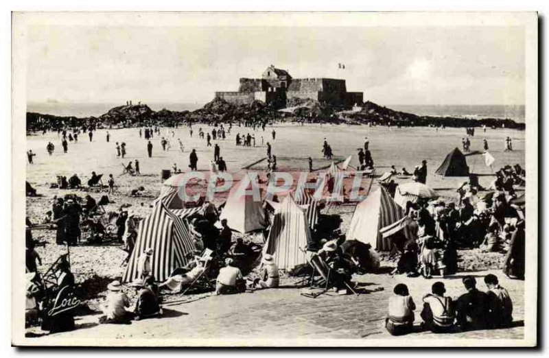 Old Postcard Emerald Coast Saint Malo Beach, and Fort National's Fan