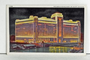 The Merchandise Mart, by Night, Chicago - Postcard