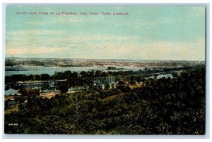 c1910 Bird's Eye View of La Fayette Indiana IN from Point Lookout Postcard