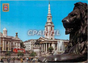 'Postcard Modern London''s Trafalgar Square and St. Martin in the Fields Lion'