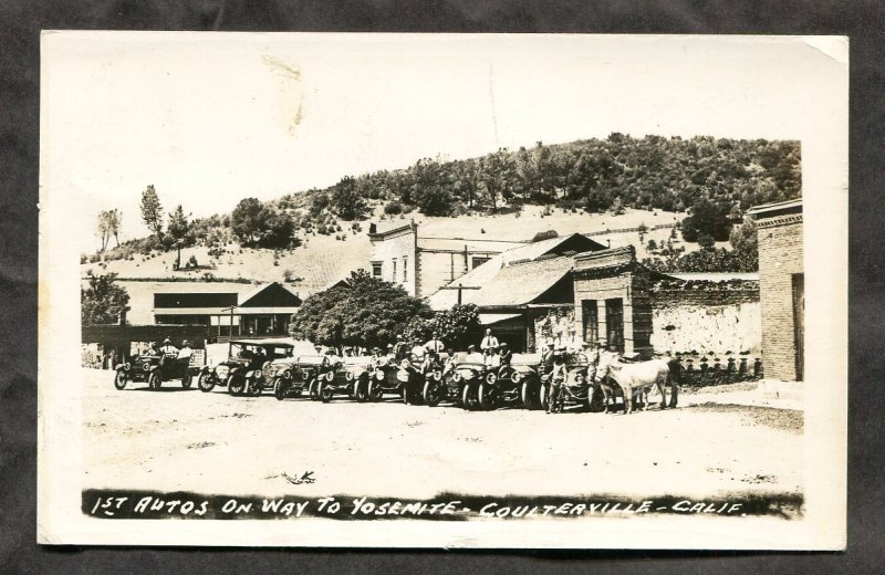 dc154 - COULTERVILLE Ca 1955 Autos on Way to Yosemite Real Photo Postcard