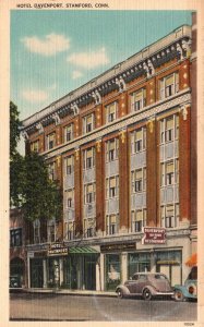 Stamford Connecticut, Hotel Davenport Rooms Building Landmark Vintage Postcard