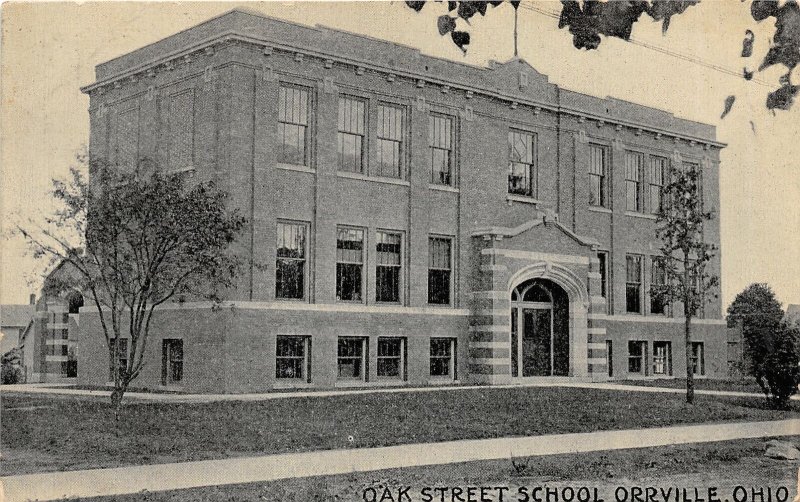 H61/ Orrville Ohio Postcard c1910 Oak Street School Building 125