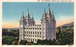 Vintage Postcard 1930's The Mormon Temple Salt Lake City Utah UT