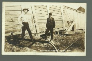 Augusta KANSAS RPc1910 OIL WORKERS Pumping Oil nr Wichita El Dorado Andover Leon