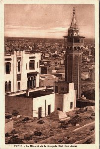 Tunisia Tunis Le Minaret de la Mosquée Sidi Ben Arous Vintage Postcard C158