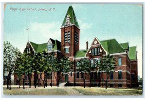 1911 Fargo High School Campus Building Tower View Fargo North Dakota ND Postcard